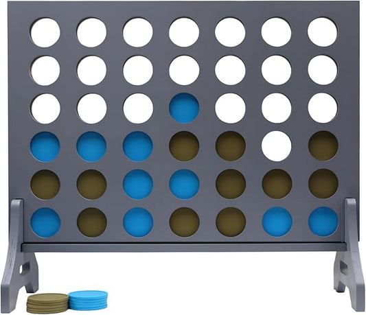 Tailgating Pros Premium Grey Giant Four in a Row with Carrying Case - Jumbo Oversized Outdoor Yard Game - Connect Multiple Pucks in a Row to Win - Many Puck Colors Available!