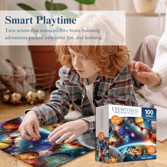 Eyewitness Discovery Puzzle Solar System, 100 Piece Jigsaw for Kids, Educational Learning Toy for Boys & Girls, Children Ages 5+