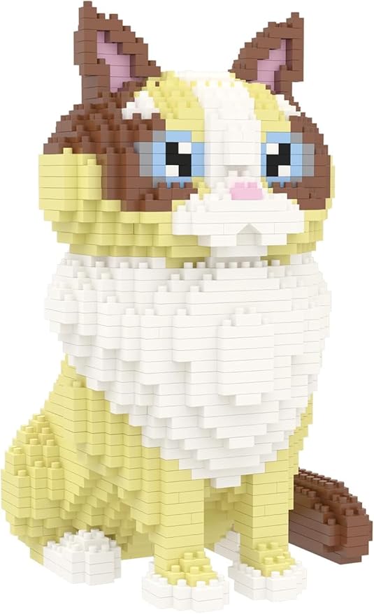 Larcele Cat Micro Building Blocks Animal Set, DIY Mini 3D Building Toy Bricks Kit,1160 Pieces KLJM-05 (Ragdoll)