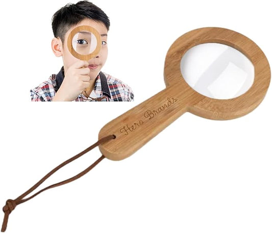 Wood Magnifying Glass for Kids - Wooden Montessori Learning Adventure Toy - Learn and Explore - Wooden Magnifier
