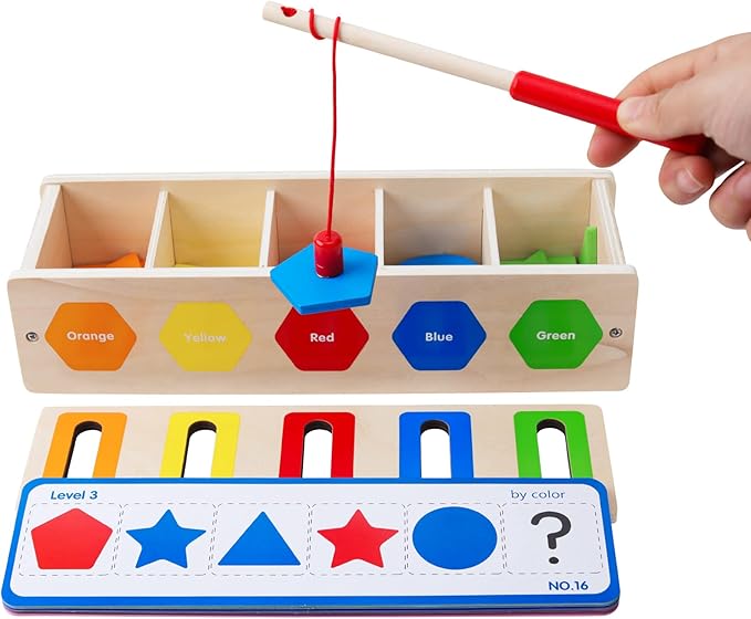 Montessori for Toddlers, Magnetic Color Shape Sorting Matching Box,Early Learning Toys,Wooden Educational Toy, Fine Motor Skills Toys for Boys Girls (Blue)