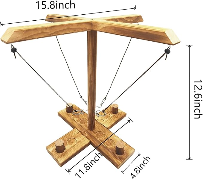 Hook and Ring Game, Large Ring Toss Game for Adults, Tabletop Games, Wooden Interactive Game for Family, Party,Bar