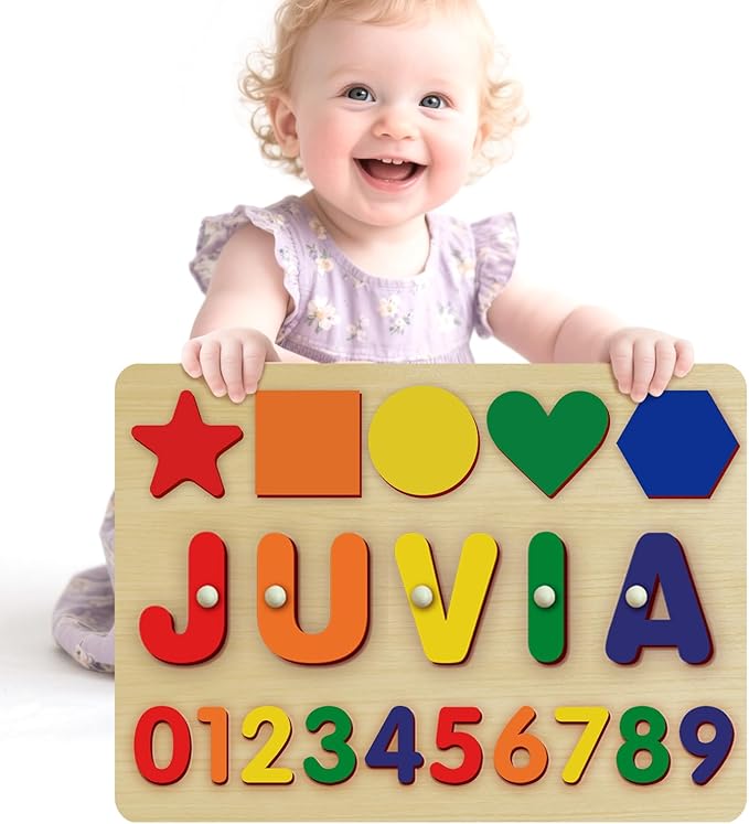 Name Puzzle for Kids Personalized - Custom Name Puzzles for Toddlers 1-3, Customized Wooden Animal Puzzle, Baby Gifts, Baby Shower, Christmas, Newbaby Gift, Gifts for 0 1 2 3 Years Old