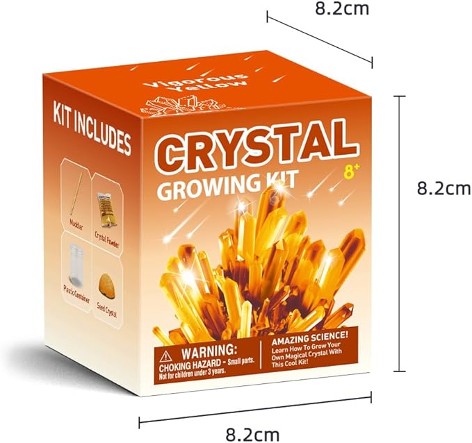 Crystal Growing Kit for Kids, Yellow DIY Crystal Science Experiment Set, Grow Your Own Crystals, STEM Educational Chemistry Kit for Boys & Girls Ages 6-12, Fun Science Lab Gift for Kids