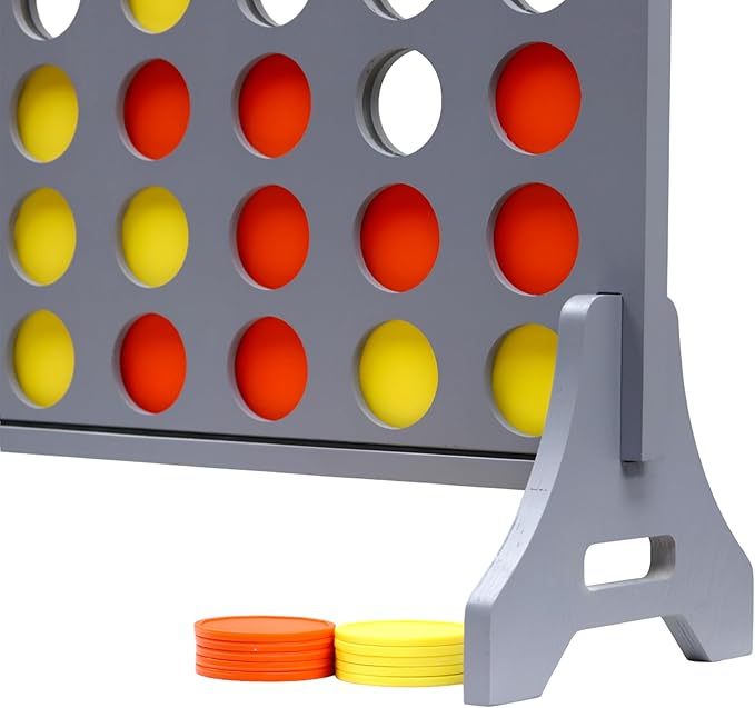Tailgating Pros Premium Grey Giant Four in a Row with Carrying Case - Jumbo Oversized Outdoor Yard Game - Connect Multiple Pucks in a Row to Win - Many Puck Colors Available!