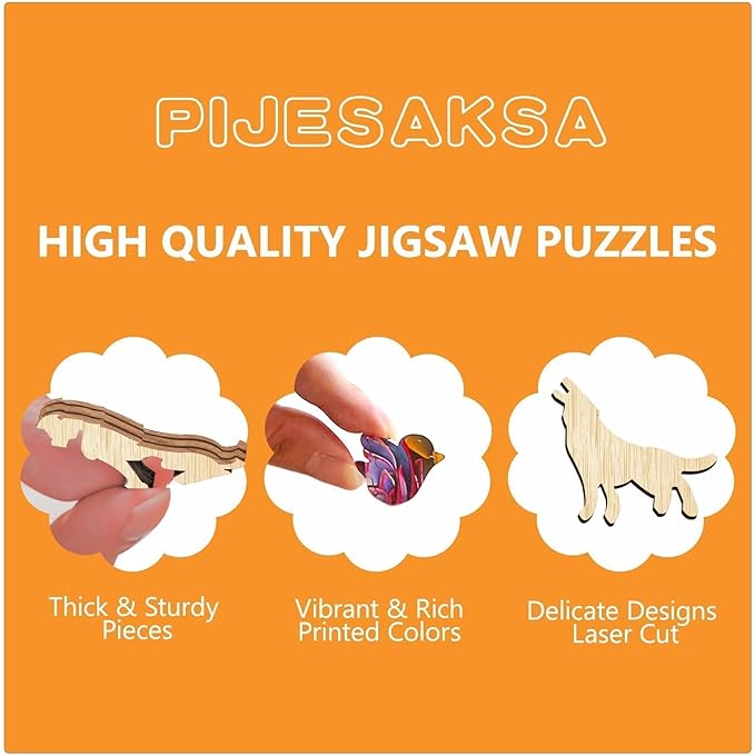 Wooden Puzzles for Adults - Flat Puzzle with 3D Visual Effect Horse Puzzle, Unique Shape Animal Wooden Puzzle, Unique Gift Ideas, Wood Puzzles Adult, Wall Art Puzzle Canvas (S-8.5 * 8.5in-100 Pieces)