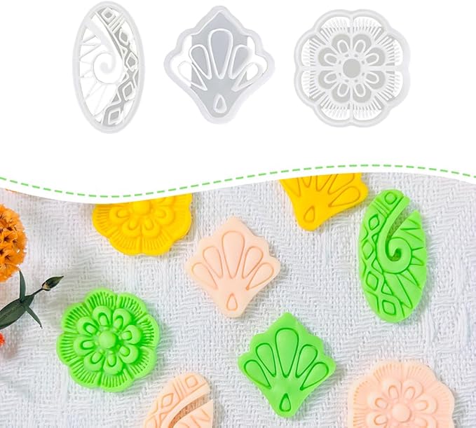 Polymer Clay Cutters Set – 3PCS Decorative Clay Cutters for Polymer Clay Jewelry, Carved Pattern Clay Earring Cutters Shapes, DIY Clay Tools for Earrings and Crafts