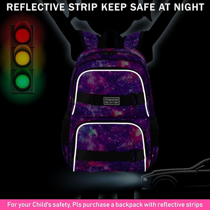 UFNDC Backpack for Girls, 17.5" Water Resistant Cat Galaxy Tie-Dye School Backpacks, Teens Bookbag for Women College Middle