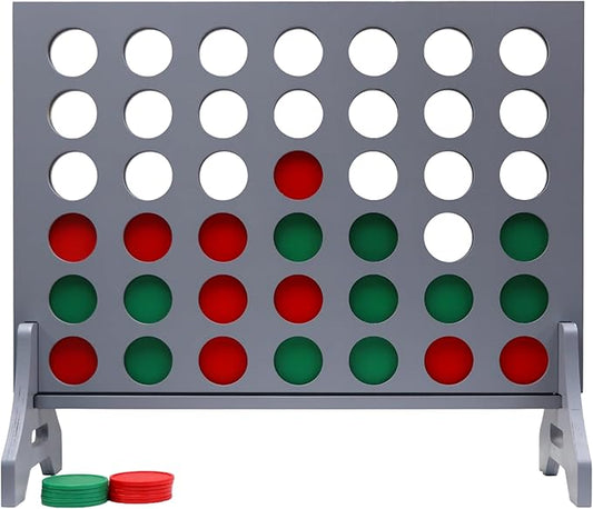Tailgating Pros Premium Grey Giant Four in a Row with Carrying Case - Jumbo Oversized Outdoor Yard Game - Connect Multiple Pucks in a Row to Win - Many Puck Colors Available!