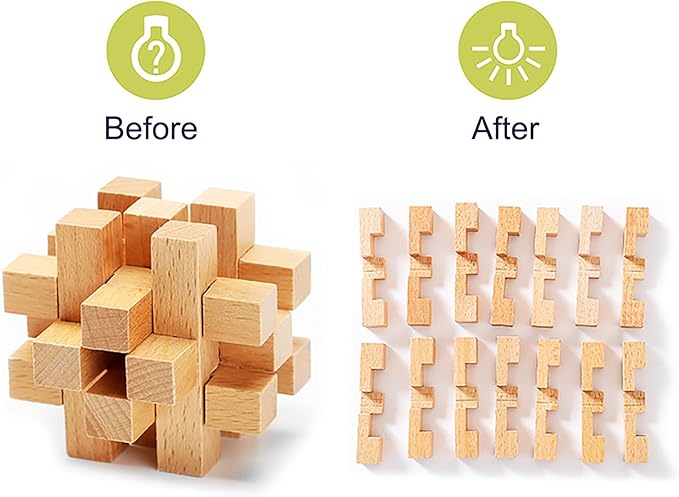 FantasyDay 9pcs Wooden Brain Teaser Puzzles, Interlocking Games for IQ Test, Intellectual 3D Assembling Educational Toy Set for Teens and Adults(9 Puzzle Set#C03)