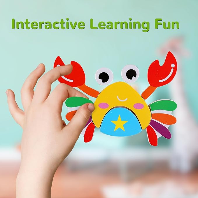 Wooden Puzzles for Toddlers 1-3, Pack of 8 Toddler Animal Puzzles Ages 2-4, Montessori Educational Animals Jigsaw Puzzles Christmas Birthday Gift for Baby Girl Boy Ages 1 2 3 4 Year Old