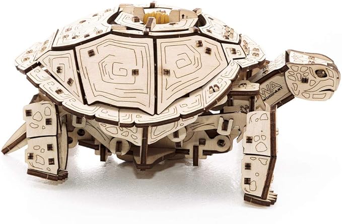 3D Puzzles for Adults DIY Wooden Turtle 3D Puzzle Model Kit with Wind-Up Mechanism & Rubber Band Engine 3D Puzzles for 15 yrs Above & Adults Model Building Kits by Eco Wood Art 269pcs