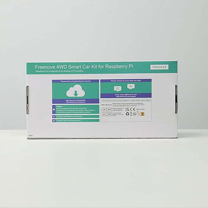 Freenove 4WD Smart Car Kit for Raspberry Pi 5 4 B 3 B+ Zero 2 W, Face Tracking, Line Tracking, Light Tracing, Obstacle Avoidance, App Control, Camera, Servo (Raspberry Pi NOT Included)