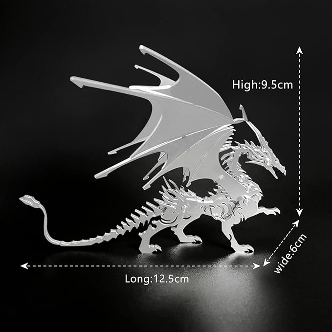 3D Metal Model Kits, Mechanical Fire Breathing Dragon 3D Metal Puzzle,Steel Warcraft Collection DIY Animal Brain Teasers Simple 3D Puzzles Home Decor Art Craft Gifts Toys for Adult