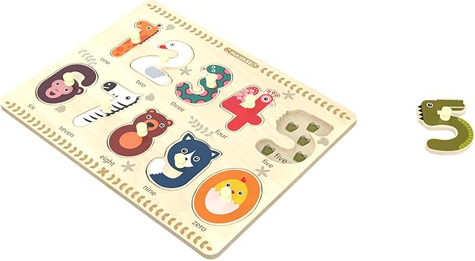 Puzzles for Toddlers 2-4, Wooden Puzzle for Toddlers, Wood Peg Puzzle for Preschool Kids, Number Learning Puzzles Baby Board Toys, 1 2 3 Shape Knob Puzzle for Girls Boys 18Months and Up