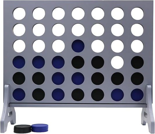 Tailgating Pros Premium Grey Giant Four in a Row with Carrying Case - Jumbo Oversized Outdoor Yard Game - Connect Multiple Pucks in a Row to Win - Many Puck Colors Available!