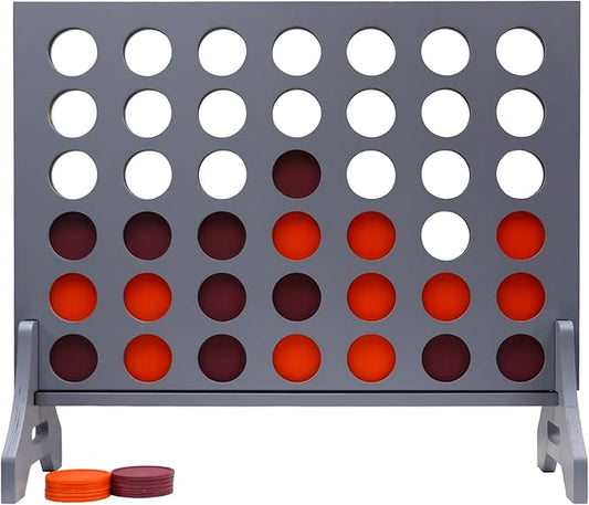 Tailgating Pros Premium Grey Giant Four in a Row with Carrying Case - Jumbo Oversized Outdoor Yard Game - Connect Multiple Pucks in a Row to Win - Many Puck Colors Available!