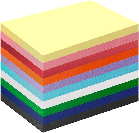 Yahenda 500 Pieces Construction Paper Lightweight 12'' x 18'' Colored Card Stock Bulk Craft Printer Paper for Drawing Art DIY Craft Scrapbook Party(Multicolor)