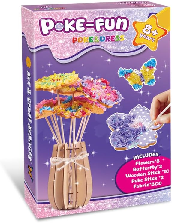 RAJRNED Poke-in Fun Flower Bouquet with Vase, Arts and Crafts for Girls, DIY Craft Kits, Creative Activity, Gifts for Girls & Boys Ages 4-12
