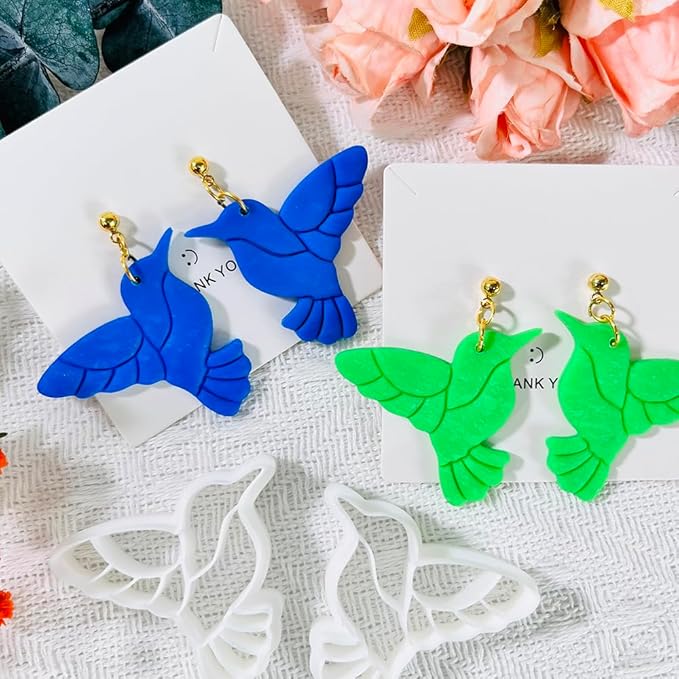 Hummingbird Polymer Clay Cutters – 4 Pcs Clay Cutters for Polymer Clay Jewelry, Bird Shape Clay Earring Cutters, DIY Clay Tools for Earrings and Crafts