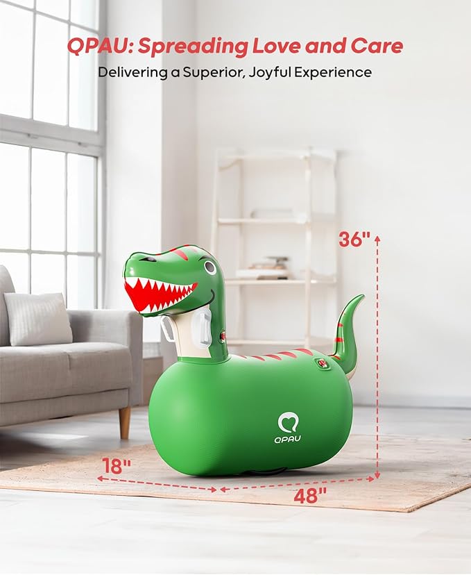 QPAU Inflatable Bouncy Dinosaur Toys 2 PCS with Hand Pump, Heavy Duty Giant Bouncy Pal, 220lbs Load Capacity, Ride On Bouncy Animal Hopper Toy, Indoor Outdoor Bouncers for Kids Girls Boys Ages 5+
