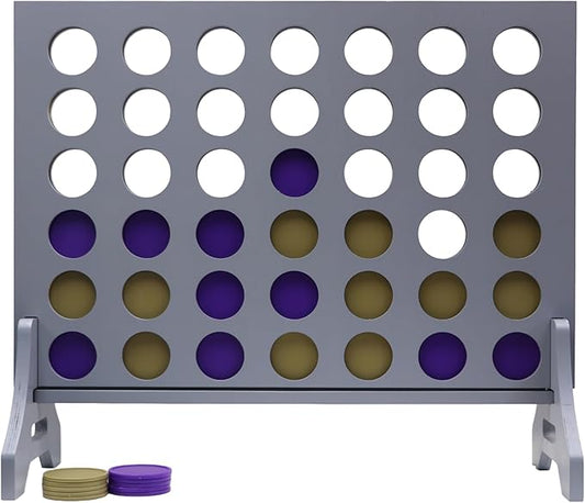 Tailgating Pros Premium Grey Giant Four in a Row with Carrying Case - Jumbo Oversized Outdoor Yard Game - Connect Multiple Pucks in a Row to Win - Many Puck Colors Available!