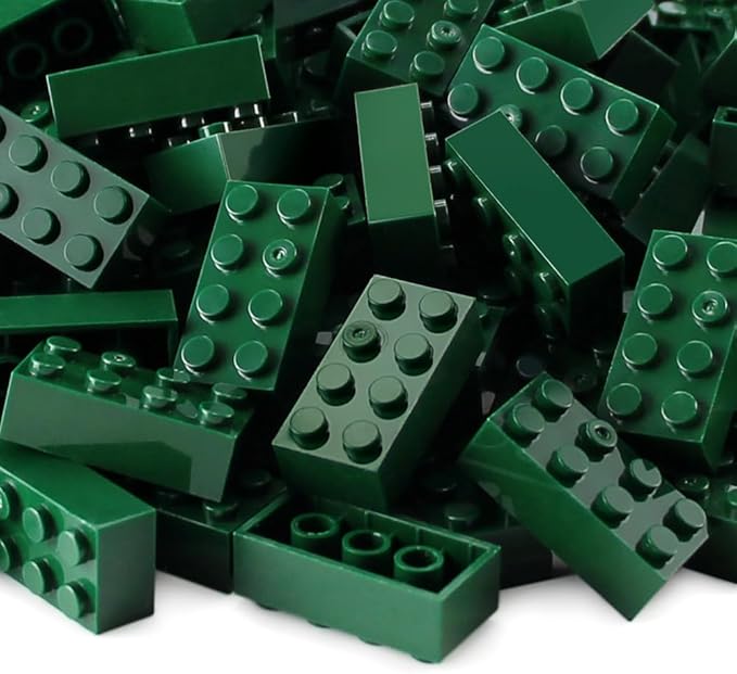 Feleph 100pcs 2x4 Bricks Dark Green Pieces Parts Classic Building kit Creative Play Set Basic Blocks Toy Accessories Compatible with 3001 Major Brands