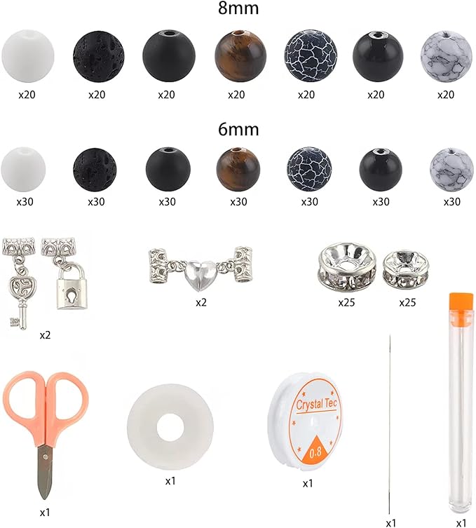 Stone Beads for Jewelry Making, Charm Bracelet Making Kit, 450Pcs Beads for Bracelets Making Kit DIY Magnetic Bracelets for Couples Lovers