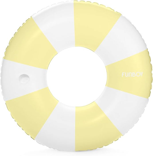 FUNBOY Giant Vintage Stripe Inflatable Tube Pool Float with Cup Holder 48" | Large Pool Float for Adults | Inner Tube Swimming Pool Toys Swim Rings | Pool Lounger Float for Pool Party & Summer