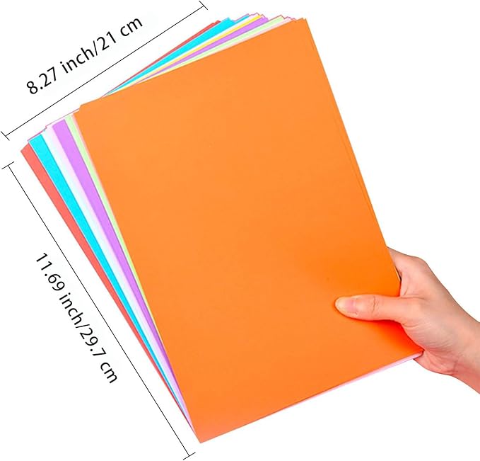 200 Pcs Colored A4 Craft Origami Paper - 10 Assorted Colors for DIY Printer, Copy, Folding, Stationery - Handmade Kids Art Activities, 11 x 8.2"