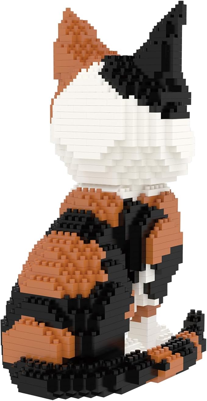 Larcele Cat Micro Building Blocks Animal Set, DIY Mini 3D Building Toy Bricks Kit,1137 Pieces KLJM-05 (Red Tabby)