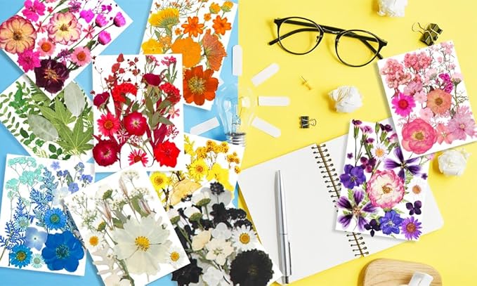 301Pcs Dried Pressed Flowers Leaves & Butterfly Stickers for Crafts,TrendCart Real Natural Dry Pressed Flowers for Resin Molds Nails Art Candle Making Phone Cases DIY Art Crafts Jewelry Making