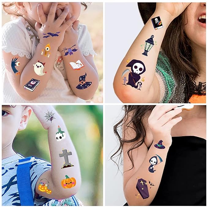 Temporary Tattoos for Kids - 360 Piece Bulk Halloween Trick or Treat Fake Tattoos for Boys & Girls Assorted Prizes Party Favor Goody Bag Stuffers - 20 Sheets