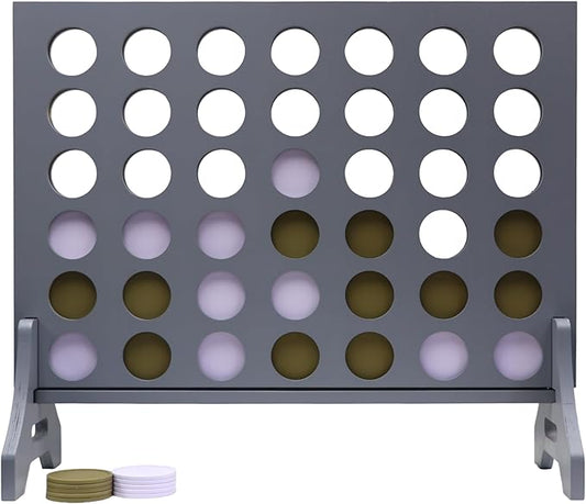 Tailgating Pros Premium Grey Giant Four in a Row with Carrying Case - Jumbo Oversized Outdoor Yard Game - Connect Multiple Pucks in a Row to Win - Many Puck Colors Available!