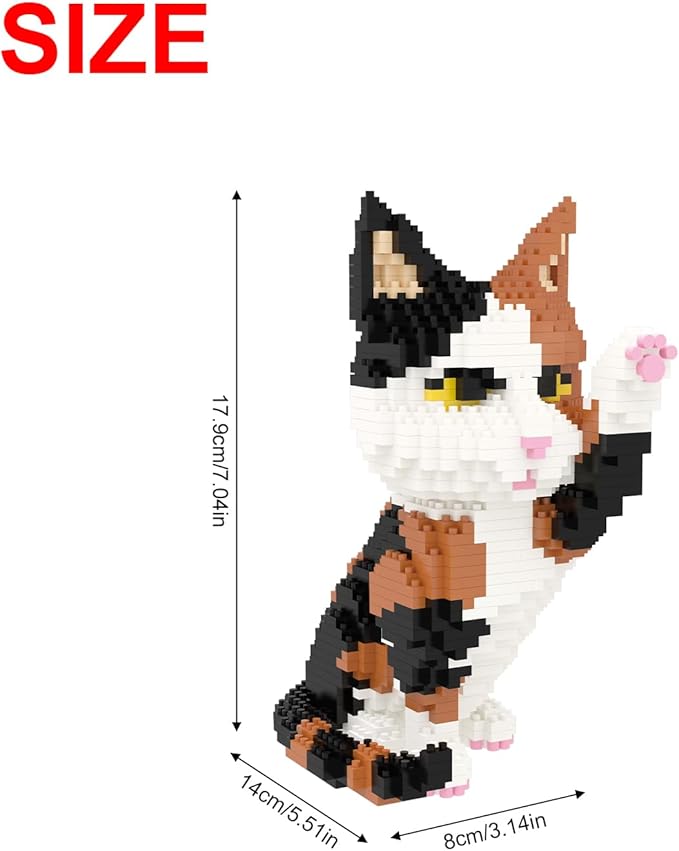 Larcele Cat Micro Building Blocks Animal Set, DIY Mini 3D Building Toy Bricks Kit,1137 Pieces KLJM-05 (Red Tabby)