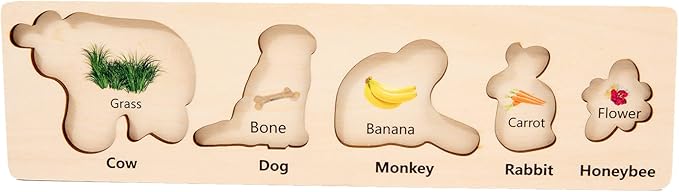 Adena Montessori AInteractive Animal Puzzle Set: Discover The World of Animals and Their Diets PuzzleToys for 2 Years Old Toddler Infant