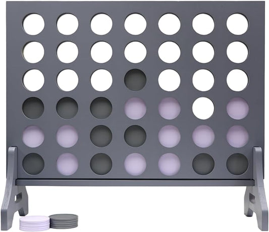 Tailgating Pros Premium Grey Giant Four in a Row with Carrying Case - Jumbo Oversized Outdoor Yard Game - Connect Multiple Pucks in a Row to Win - Many Puck Colors Available!