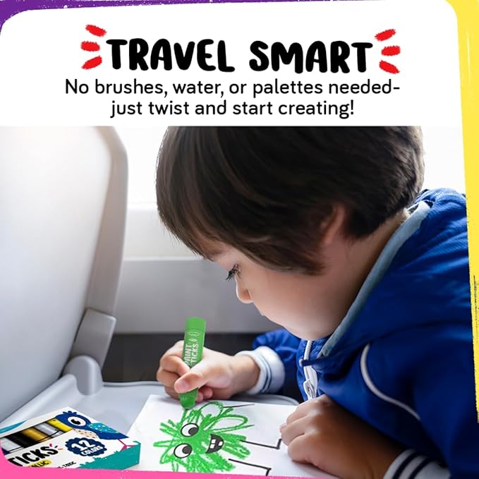 12 Tempera Paint Sticks for Kids & Toddlers - Quick Dry, Non-Toxic Washable Paint for Kids | Art & Craft Supplies Set, Solid Painting Markers with Metallic Gold & Silver Color Ages 1 2 3 4 5 6