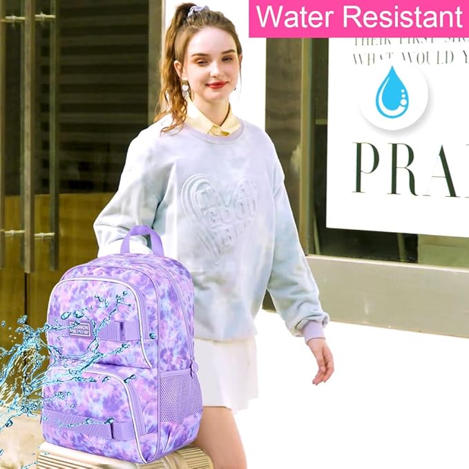 UFNDC Backpack for Girls, 17.5" Water Resistant Cat Galaxy Tie-Dye School Backpacks, Teens Bookbag for Women College Middle