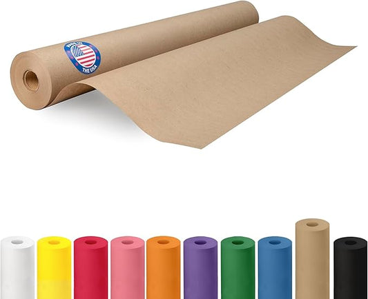 Brown Paper Roll 24" x 1200" (100 feet) - USA-Made Thick Kraft Paper Roll 50lb Thickness for Packing, Moving, Shipping & Crafts/Arts - 100% Recycled Natural Craft Wrapping Material by IDL Packaging