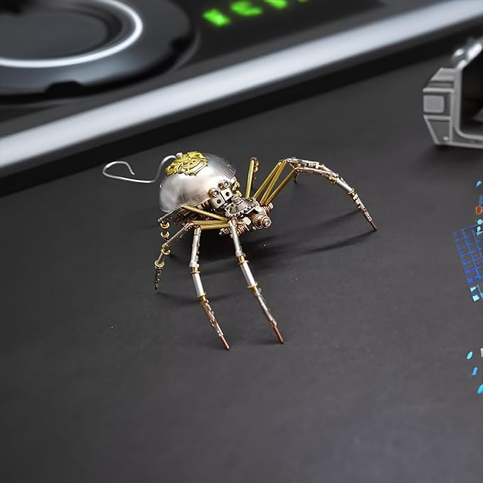 Steampunk Metal Insect Bug Mechanical Sculpture Insect Clockwork 3D Metal Puzzle Model Handmade for Man Entomology Learning(Long-Tailed Spider)