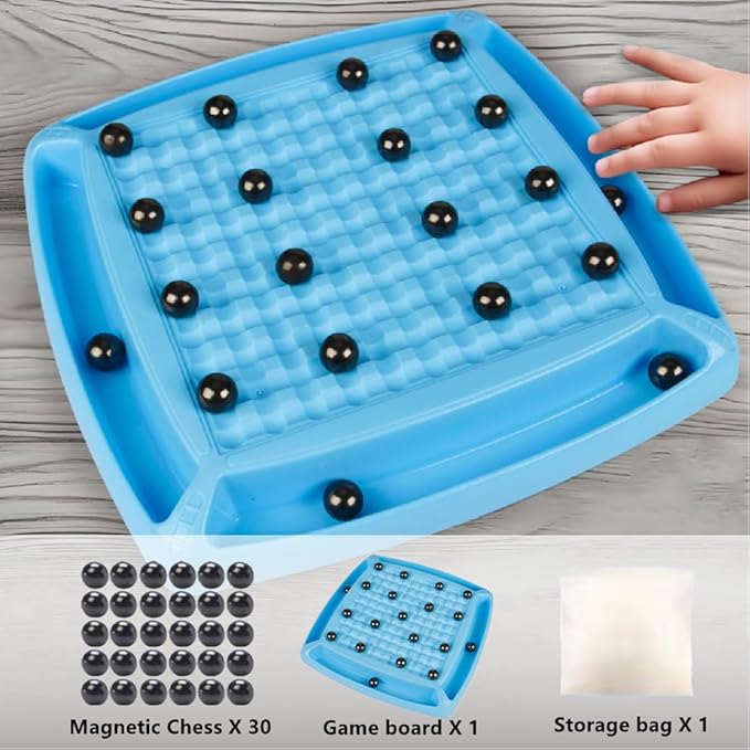 Magnetic Chess Game, Portable Magnetic Chess Game with Stones - 30 Stones, Fun Table Top Multiplayer Strategy Game. (30 Round Magnets)