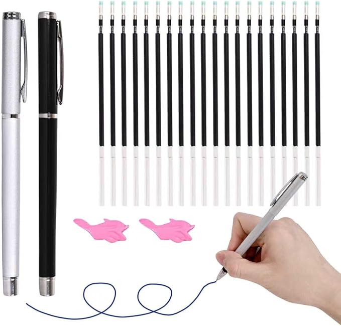 AALGO Magic Pens & Refills for Children's Magic Copybooks,Grooved Kids Book Disappearing Ink Pen for Tracing Books,Grooved Writing Books for Kids 3-5 (Metal Magic Pen, 20)