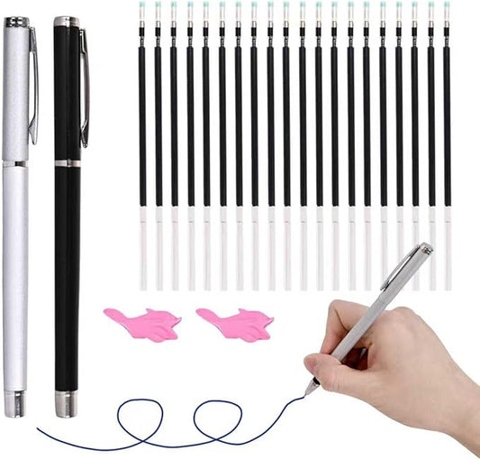 AALGO Magic Pens & Refills for Children's Magic Copybooks,Grooved Kids Book Disappearing Ink Pen for Tracing Books,Grooved Writing Books for Kids 3-5 (Metal Magic Pen, 20)