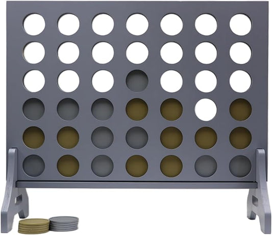 Tailgating Pros Premium Grey Giant Four in a Row with Carrying Case - Jumbo Oversized Outdoor Yard Game - Connect Multiple Pucks in a Row to Win - Many Puck Colors Available!