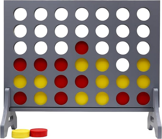 Tailgating Pros Premium Grey Giant Four in a Row with Carrying Case - Jumbo Oversized Outdoor Yard Game - Connect Multiple Pucks in a Row to Win - Many Puck Colors Available!