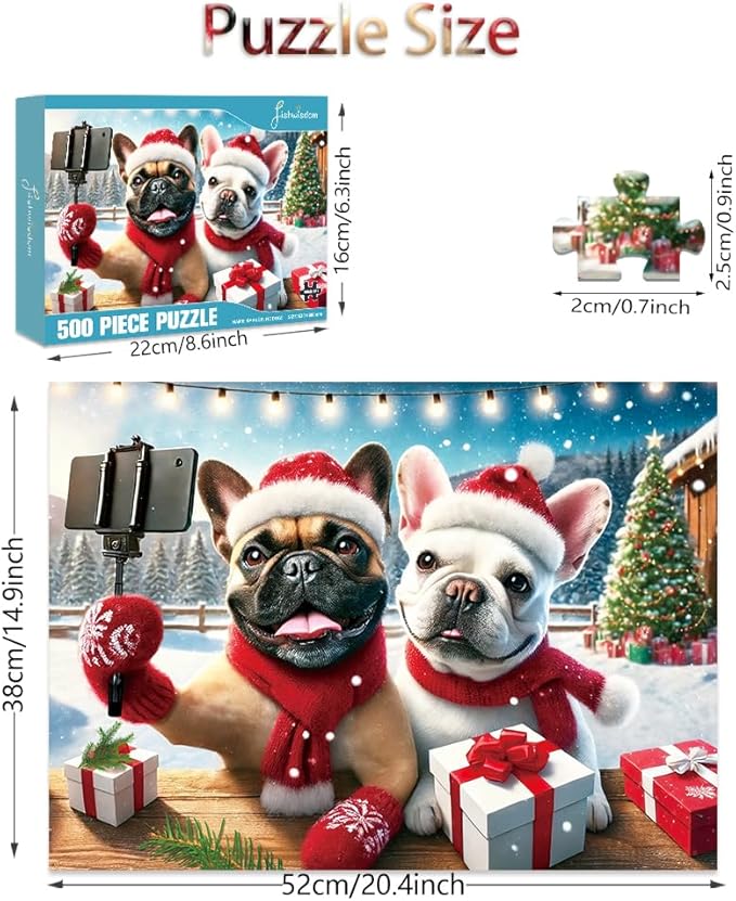 500 Piece Jigsaw Puzzles for Adults and Teens and Kids Family Time Easter, Christmas Toys Xmas Selfie Dogs (Christmas)