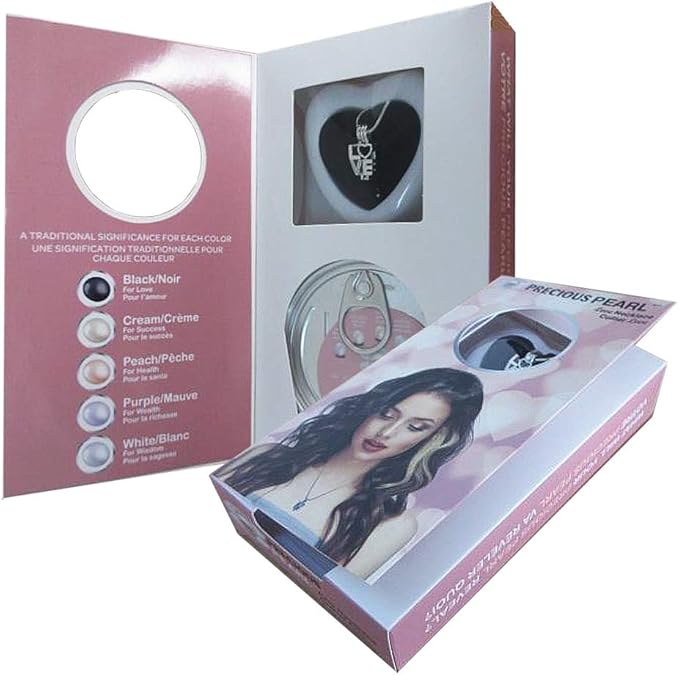 My Inspirations Precious Pearl in Oyster Kit, Mysterious Pearl Gift Set, DIY Necklace Making Kit, Elegant Pendant with 20" Chain, Great Gift for Any Occasion(Love)