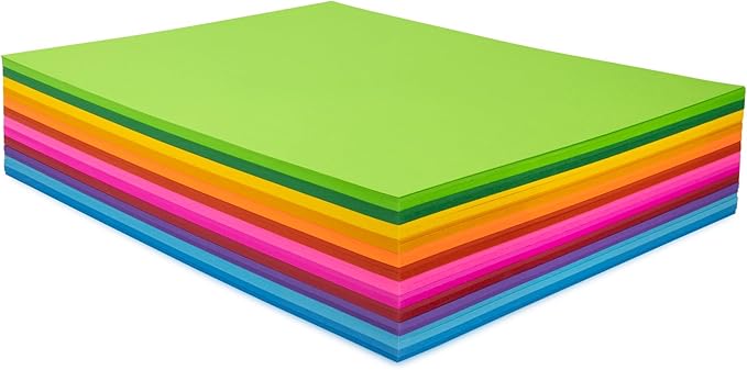 Hygloss Assorted Bright Colored Paper - 24 lb, 89 GSM, Acid-Free, Fade-Resistant, 11x17-Inch Ledger Size Color Copy Paper, 144 Sheets, 12 Colors