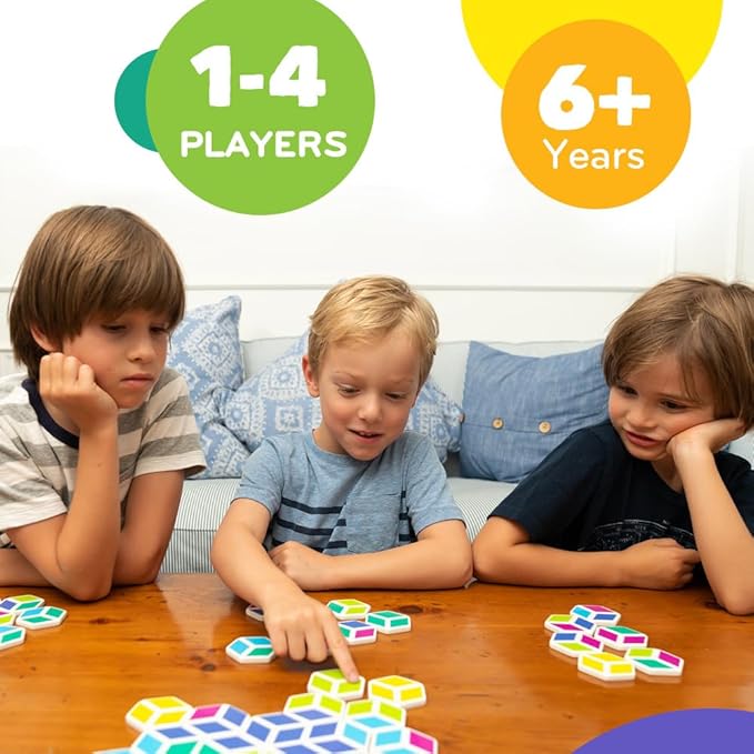 Mobi Stello Color Matching Game - Family Friendly Tile Matching Game, Colorful Plastic Tiles Learning Activities for Ages 5 and Up, 48 Tiles and More Than 5 Ways to Play for 1-4 Players